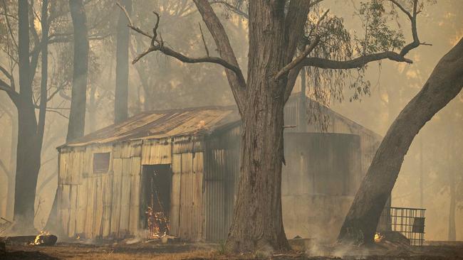 The remnants of the bushfire near Braddocks Rd, Werombi. Picture: Adam Yip