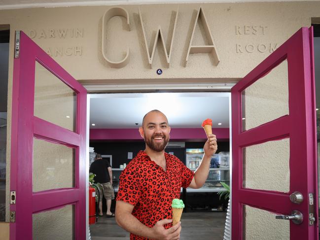 Johnn Johnn’s Gelato is moving to a bigger location in the iconic Darwin CWA building. Pictured is owner Johnn Koenig at the new premises. Picture: Glenn Campbell