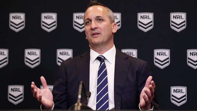 NRL boss Andrew Abdo announced 25 per cent job cuts in a Zoom call with staff