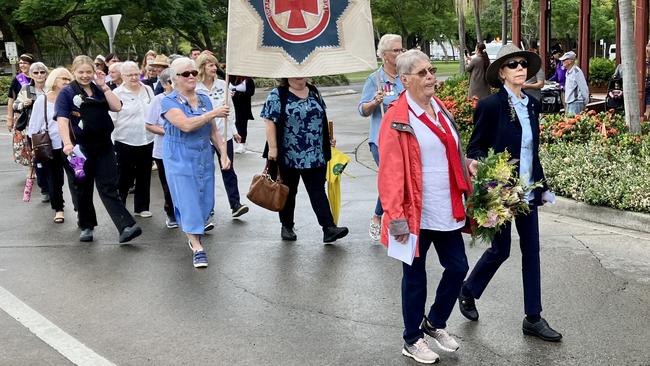 The midmorning Anzac Day march in Grafton. Picture: Odessa Blain