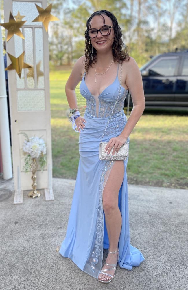 Lilli Berrill Hunt arrives at the 2024 Gympie State High School graduation formal.