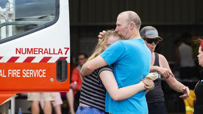 The reaction at Numeralla Rural Fire Brigade near the scene of a water tanker plane crash. Picture: Jenny Evans