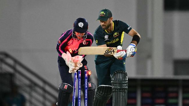 Bowled him. (Photo by TIMOTHY A. CLARY / AFP)