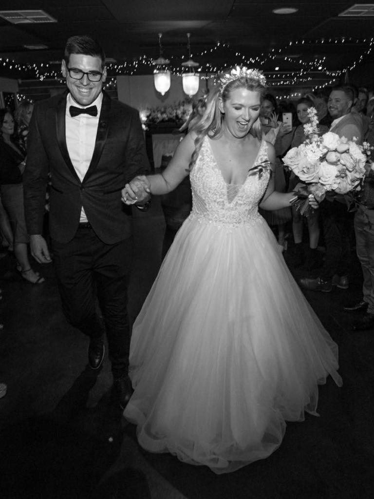 Maddison with her husband Luke Hicks on their wedding day. Picture: Supplied by family