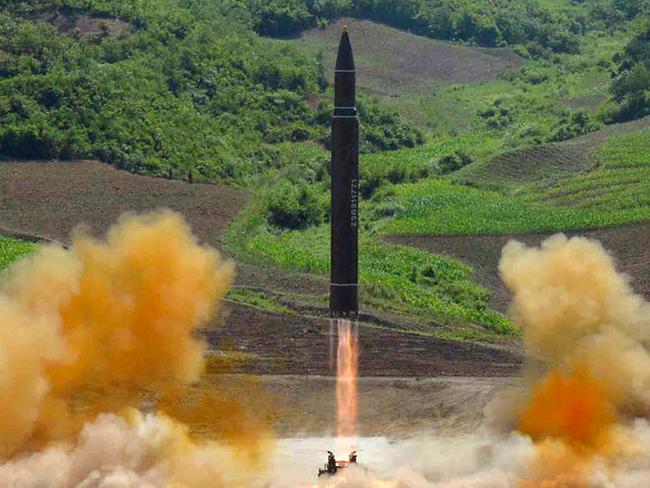 North Korea launched several intercontinental ballistic missile last year including the Hwasong-14 in July. Picture: Korean Central News Agency/Korea News Service/AP