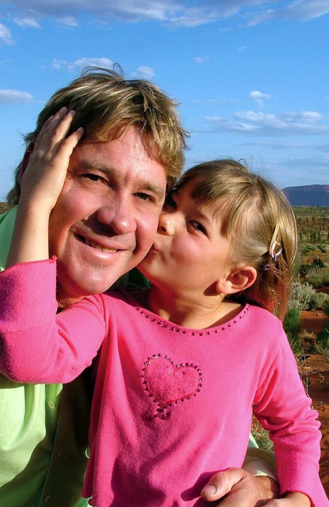 Steve Irwin with his daughter Bindi, 2005. Picture: Australia Zoo/Getty Images