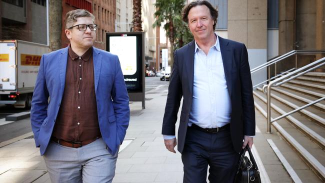 Former Fortescue chief scientist Bart Kolodziejczyk, left, and CFO Michael Masterman outside Federal Court. Picture: Jane Dempster