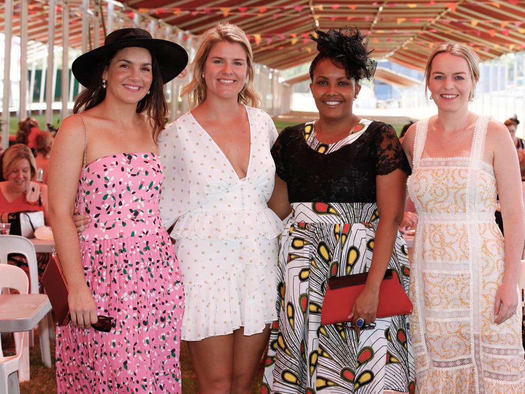 L to R Cassie Goldsworthy, Louisa Baherg,-Wright, Gladys Nguiu and Grace Donovan at Bridge Toyota Ladies Day . Picture GLENN CAMPBELL