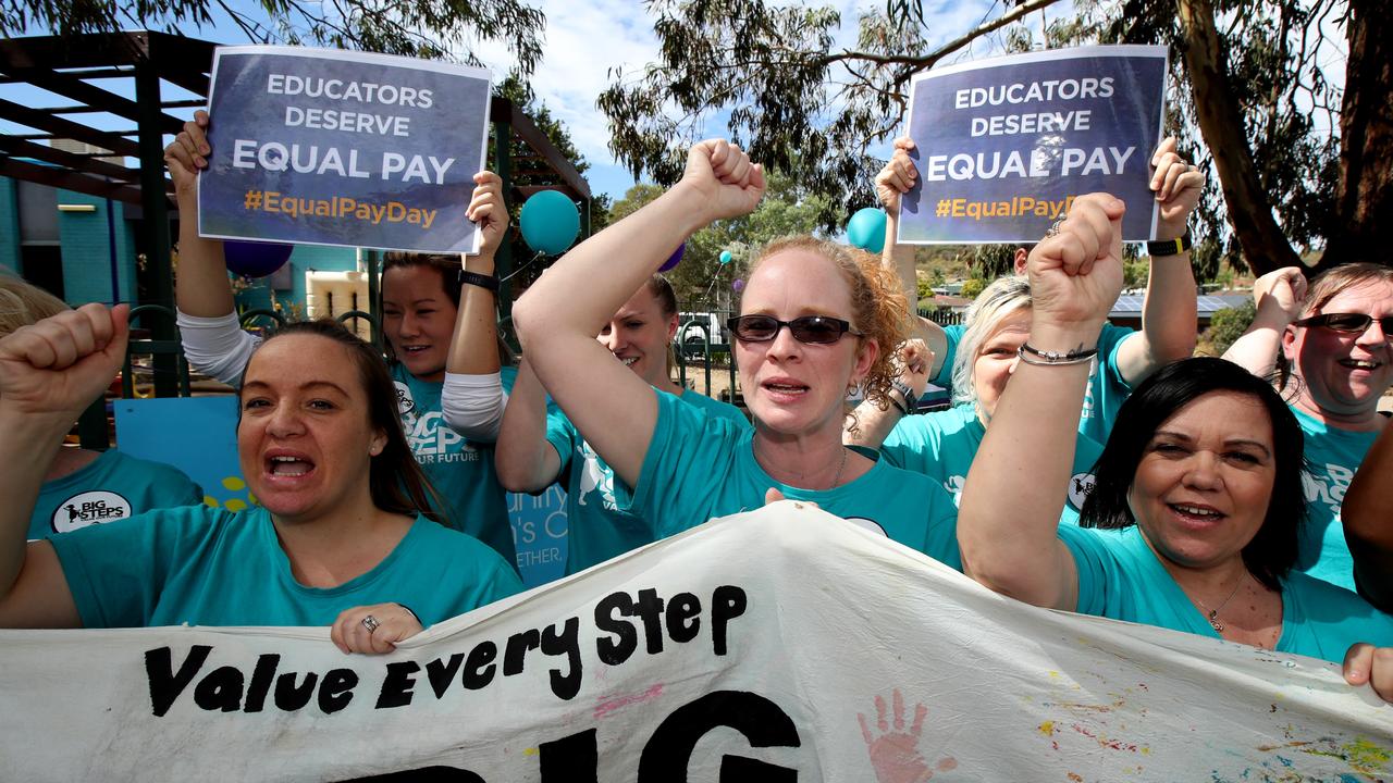 thousands-of-childcare-workers-go-on-strike-the-australian