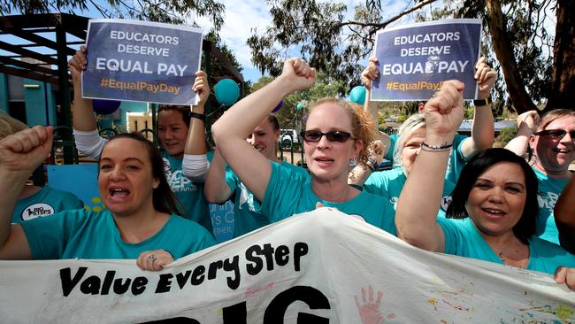 Childcare centres will close on Wednesday as 7000 staff protest over low wages. Picture: AAP