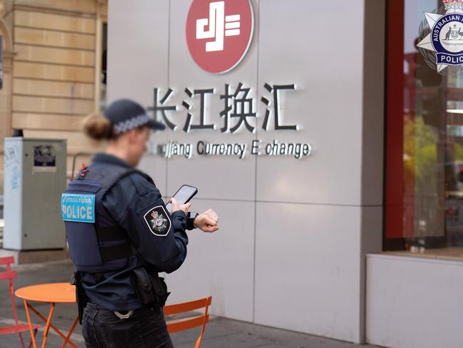 Police searched the Changjiang Currency Exchange in Sydney’s CBD as part of Operation Avarus-Nightwolf. Picture: Supplied