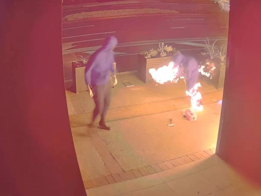 A man set himself on fire after pouring flammable liquid over the front of a fast food business. Picture: Victoria Police.