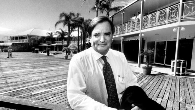 Financier Chris Freeman at Fisherman's Wharf in 1997, less than a year before its demolition. The balustrades can be seen in the background. Picture: Paul Riley.