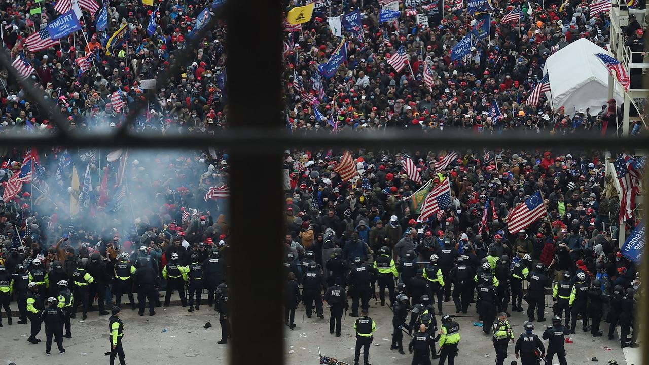 Police hold back supporters of Trump as they gather outside the US Capitol on January 6, 2021, in Washington, DC. Picture: Olivier Douliery / AFP