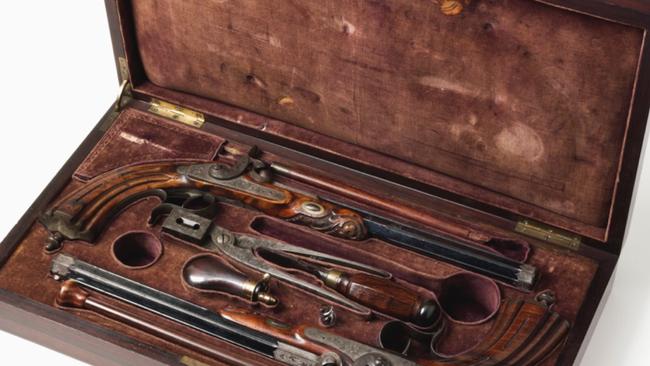 The French pistols used in the duel between Sir Thomas Mitchell and Stuart Donaldson. Picture: National Museum Australia