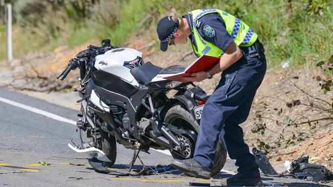 Police closed the road as Major Crash officers investigate the scene. Picture: Brenton Edwards