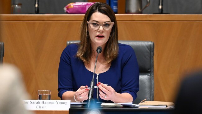 Greens Senator and Chair of the Senate Inquiry Sarah Hanson-Young thanked the former chief for fronting up last week after news of her resignation dropped. Picture: NCA NewsWire/Martin Ollman