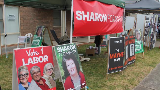 Signs galore at the Batemans Bay Community Centre voting booth on September 14.