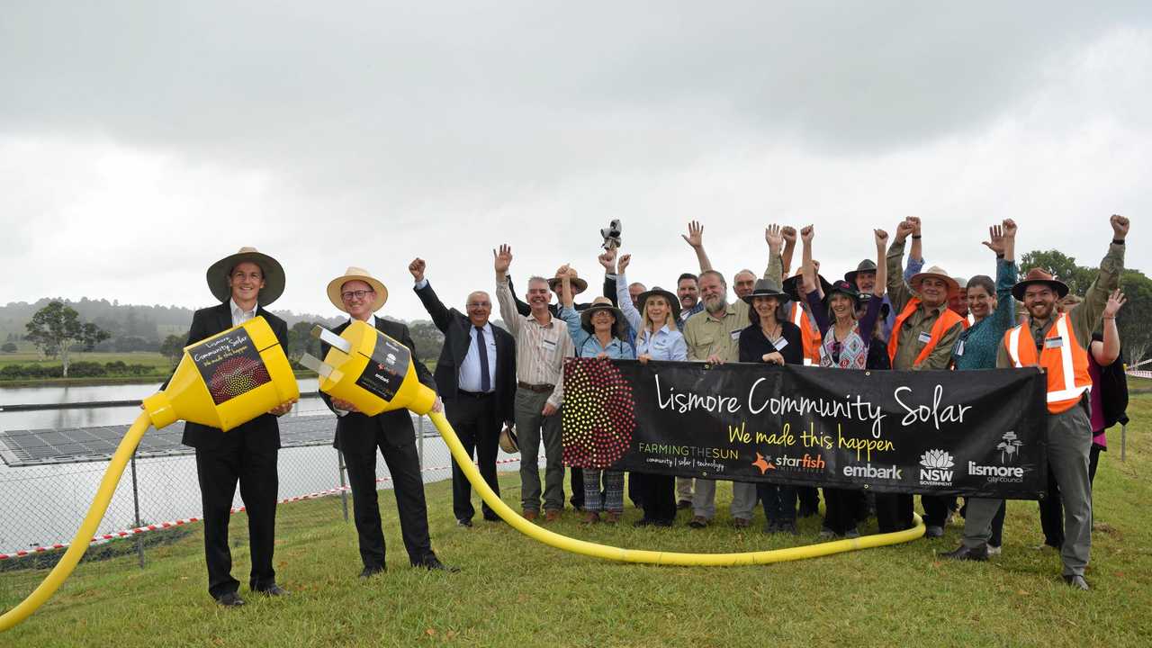 Lismore Community Solar - a project which includes the construction of Australia's largest floating solar farm - was launched yesterday at East Lismore Sewage Treatment Plant. Picture: Jasmine Burke