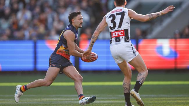 Was Izak Rankine’s last minute, game costing call too harsh? Picture: Dylan Burns/AFL Photos via Getty Images)