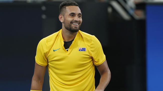 Nick Kyrgios is unbeaten in the ATP Cup. Picture: AP/Steve Christo