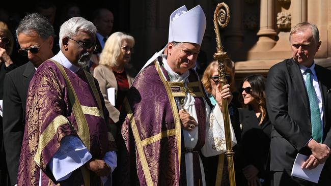 Archbishop of Sydney Anthony Fisher arrives for the funeral. Picture: NCA NewsWire/Joel Carrett NCA NEWSWIRE POOL