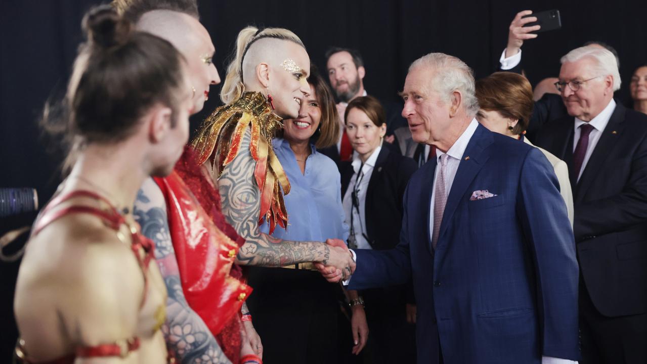 King Charles III greets Lord of the Lost in Hamburg. Picture: Getty Images