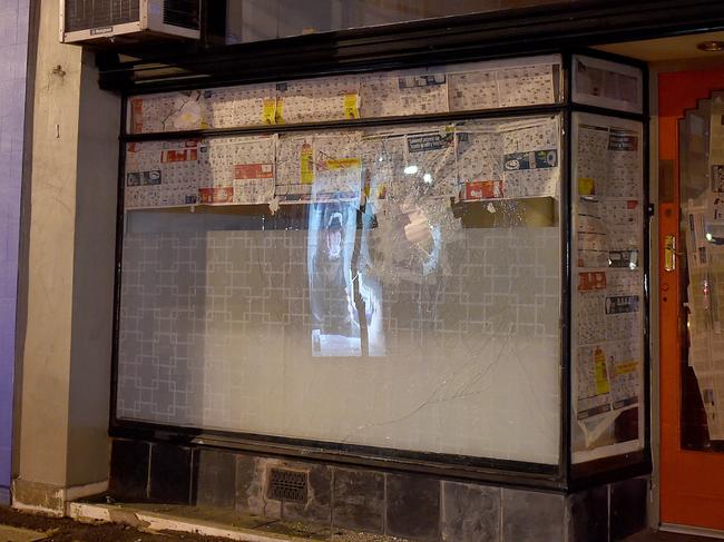 A Molotov cocktail was thrown through the window of a City Road South Melbourne Shop. The shop is undergoing renovations and due to open as a tattoo parlour. Picture; Nicole Garmston