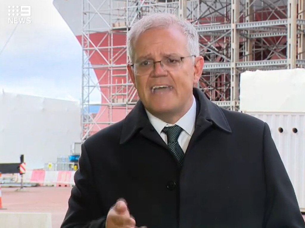 Scott Morrison addressed reporters in Glasgow on Monday. Picture: Supplied via Channel 9