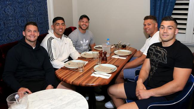 Canberra Raiders players having dinner in Paddington before Sunday’s grand final. Picture: Damian Shaw