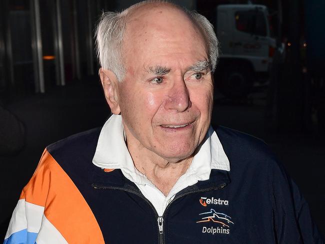 Former Prime Minister John Howard on a morning walk in Adelaide yesterday. Picture: Campbell Brodie.