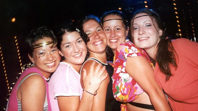 Jill Benedict, Victoria Halpin, Leslie Wollin, Karlie Spencer and Amy Ens at Cocktails and Dreams in 2000.