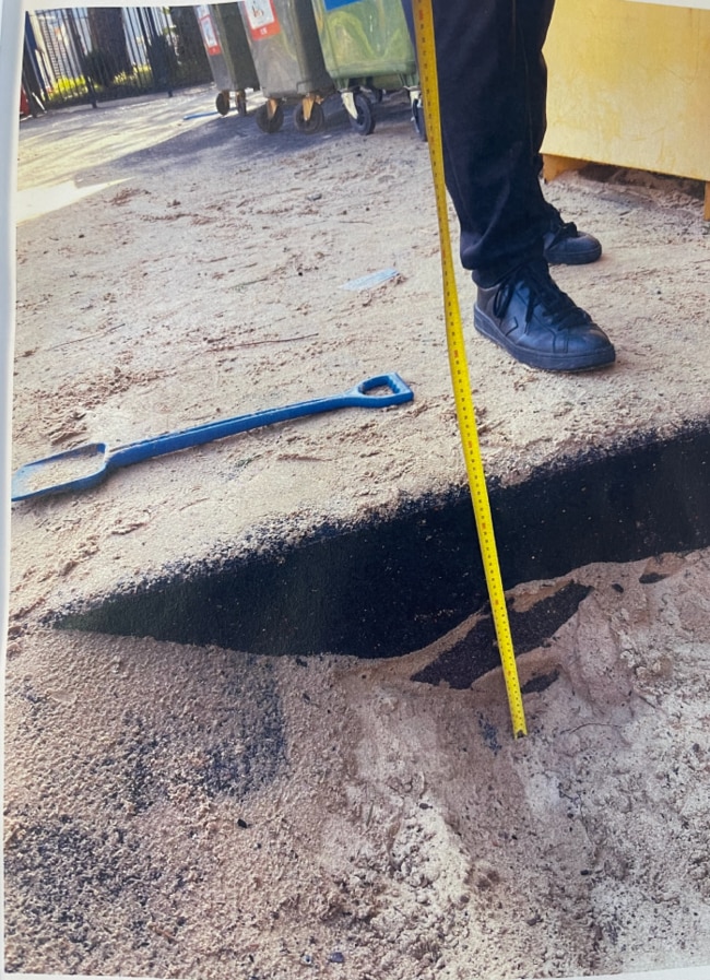 A photo of the long jump which showed the depth of the pit. Picture: Supplied