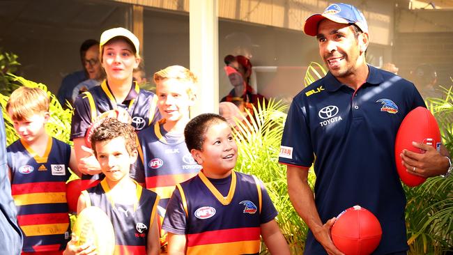 Kids who look up to greats like Crows legend Eddie Betts can learn much from sport, including how to lose with class. Picture: Sarah Reed