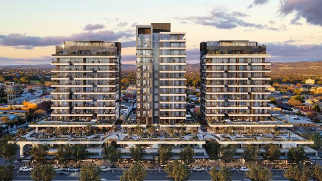 Architect’s render of the $250m redevelopment of 88 O'Connell St, North Adelaide. Picture: Commercial & General