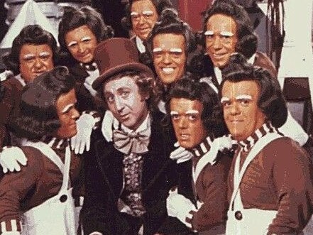 NEWS: Gene Wilder as Willy Wonka and the Oompa Loompas from Charlie and The Chocolate Factory.