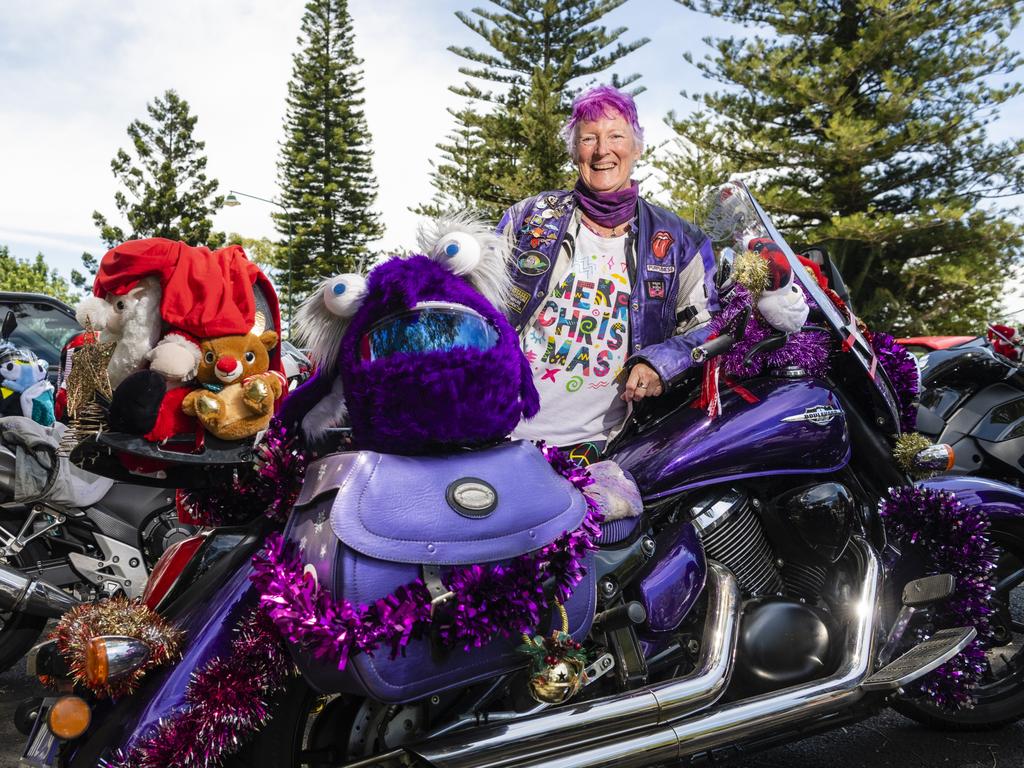 Sandy Stewart of Brisbane at Picnic Point for the Toowoomba Toy Run hosted by Downs Motorcycle Sporting Club, Sunday, December 18, 2022.