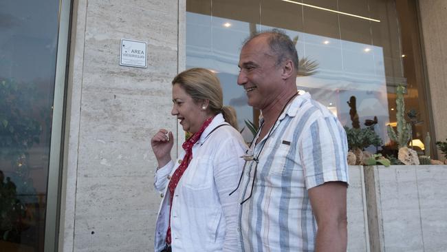 Annastacia Palaszczuk and Dr Reza Adib outside the Royal Continental Hotel in Naples. Picture: Victor Sokolowicz