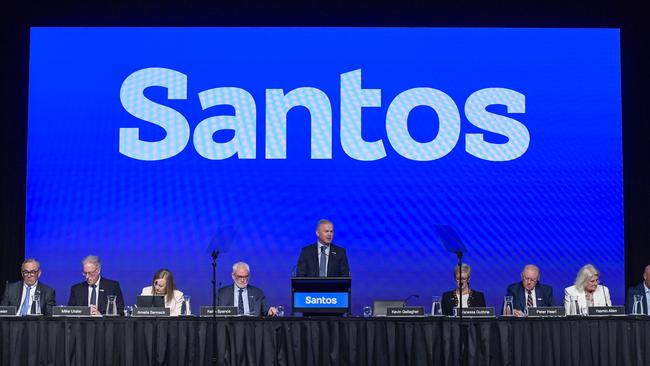 Takeover speculation for oil and gas giant Santos bubbled up this week. The company dipped lower on Friday trading. Picture: NCA NewsWire / RoyVphotography