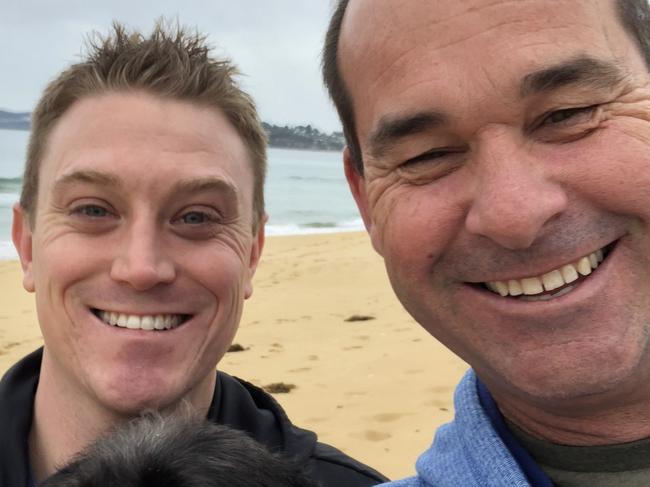 Supplied copy pictures of Constable Glen Humphris who was among four police officers killed on the Eastern Freeway on April 22 2020.   Constable Glen Humphris, left, with partner Todd Robinson.