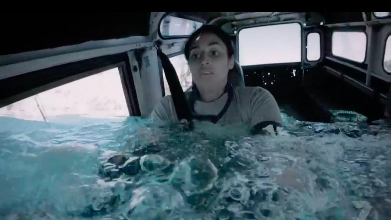 Australian sprinter Jessica Peris attempting the “Death By Drowning” task on <i>SAS Australia</i>. Picture: Channel 7