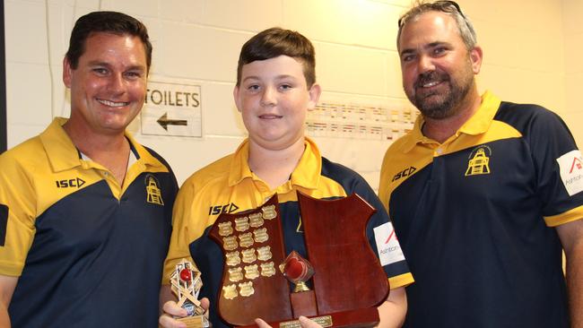 Club Cricketer of the Year Winner Lewis Andreassen congratulated by Todd Keogh and Alastair Lewis. Picture: Supplied