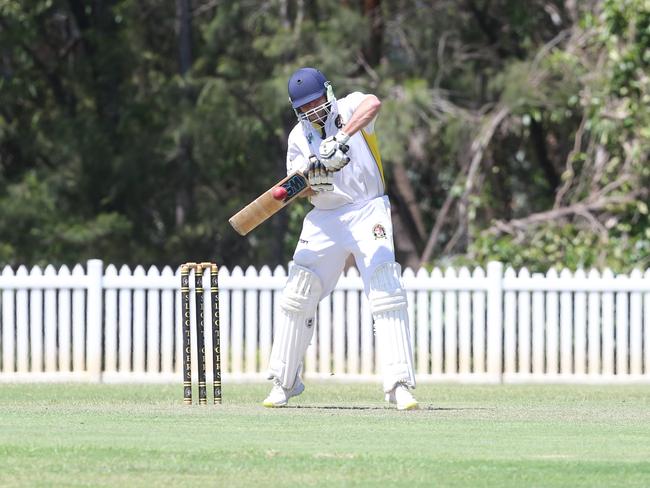 Southport captain Paul Johnston pushes one away against Palm Beach. Picture by Richard Gosling