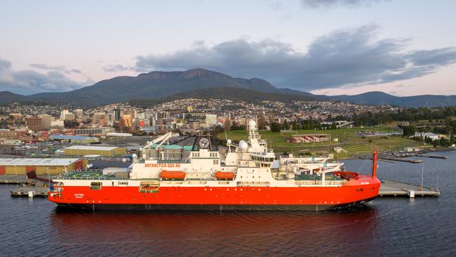 The RSV Nuyina in Hobart for maintenance work. Picture: City of Hobart