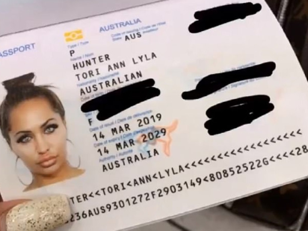 Tori Ann Lyla Hunter uploaded an image of her passport before she was detained.