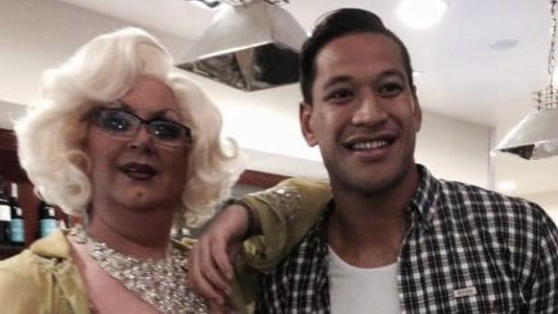 Israel Foalau with drag queen Portia Turbo.