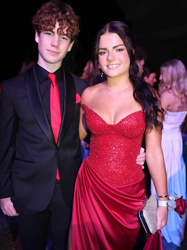 Sam Mulvaney and Katrina Voldoko at the Emmanuel College class of 2025 formal at HOTA for Gold Coast at Large. Picture, Portia Large.