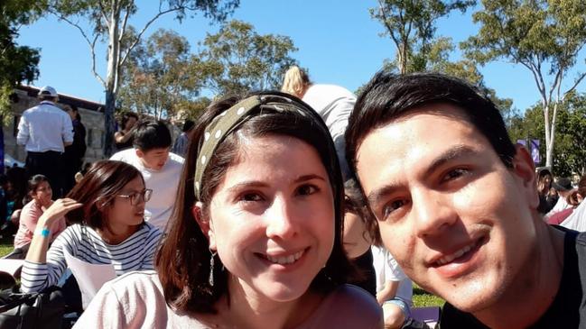 International student Sara Mejia Munoz and her husband Jaime Gutierrez hope a relief package to help with their rent is on its way. Photo: Supplied.