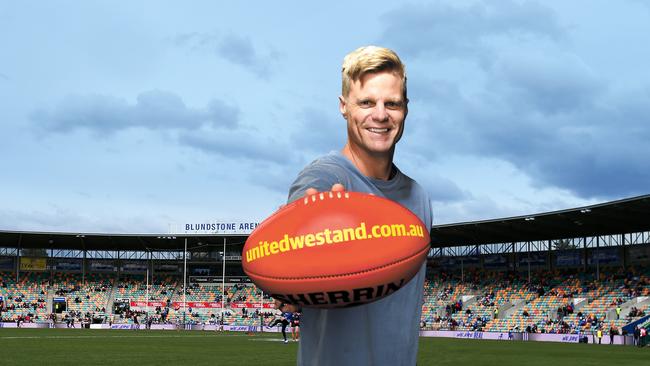 Proud Tasmanian Nick Riewoldt picture at Blundstone Arena.