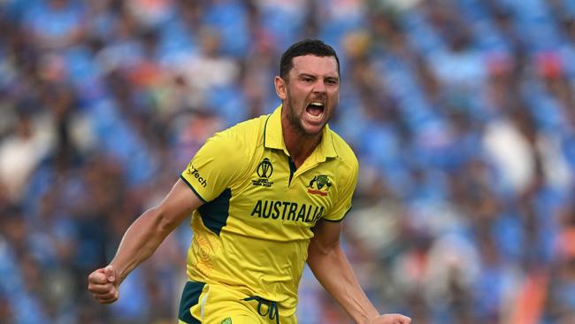 Josh Hazlewood has been tipped to reassert his status as a top dog of Australia’s pace cartel, having played just played three of a possible 10 home Tests in the past two years. Picture: AFP